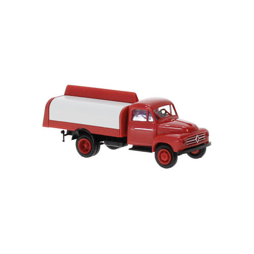 Brekina H0 38034 Borgward B 1500 flatbed 1954 rood/zwart - Modeltreinshop