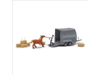Busch H0 79858 Koppige pony in trailer - Modeltreinshop