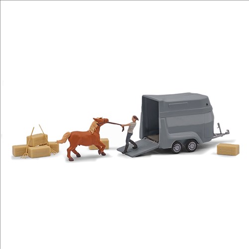 Busch H0 79858 Koppige pony in trailer – Modeltreinshop Busch H0 79858 Koppige pony in trailer - Modeltreinshop