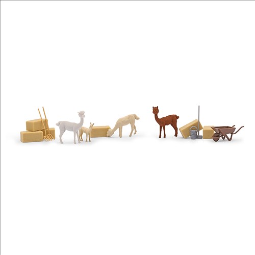 Busch H0 79860 Alpaca’s met baby – Modeltreinshop Busch H0 79860 Alpaca's met baby - Modeltreinshop