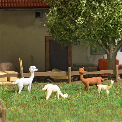 Busch H0 79860 Alpaca's met baby - Modeltreinshop Busch H0 79860 Alpaca's met baby - Modeltreinshop