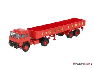 Brekina H0 83261 Circus Krone Magirus 310 D 16 flatbed semitrailer 1974 - Modeltreinshop