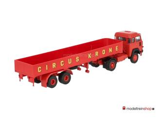Brekina H0 83261 Circus Krone Magirus 310 D 16 flatbed semitrailer 1974 - Modeltreinshop