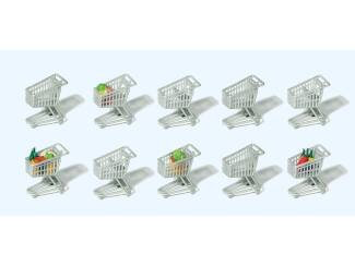 Preiser H0 17224 bouwpakket - 10 winkelwagens met inhoud - Modeltreinshop