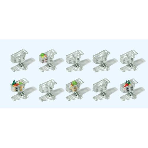 Preiser H0 17224 bouwpakket - 10 winkelwagens met inhoud - Modeltreinshop