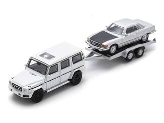 Schuco / Minimax H0 87U00068 Mercedes Benz G-Class + trailer & Mercedes Ben 450 SLC - Modeltreinshop