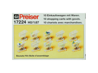 Preiser H0 17224 bouwpakket - 10 winkelwagens met inhoud - Modeltreinshop