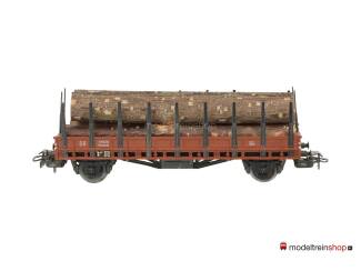Marklin H0 313/2H Rongenwagen met houtstammen Rmms 33 van de DB - Modeltreinshop