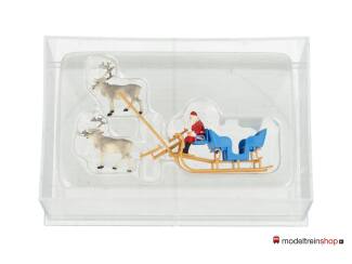 Marklin H0 48404 Lagenboord wagen beladen met een blauwe slee, de kerstman en twee rendieren. - Modeltreinshop