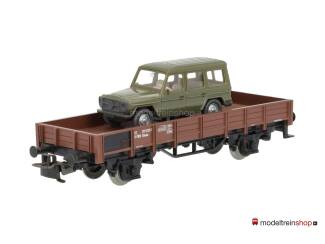 Marklin H0 4434 V1 Lageboordwagen met Mercedes Jeep - Modeltreinshop