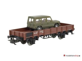 Marklin H0 4434 V1 Lageboordwagen met Mercedes Jeep - Modeltreinshop