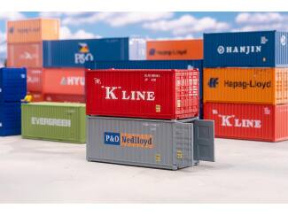 Faller HO 182006 20' Container K-Line en P&O - Bouwpakket - Modeltreinshop