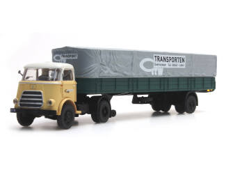 Artitec H0 487.021.02 DAF 1 as trailer + huif cab '59 GTW Transporten - Modeltreinshop