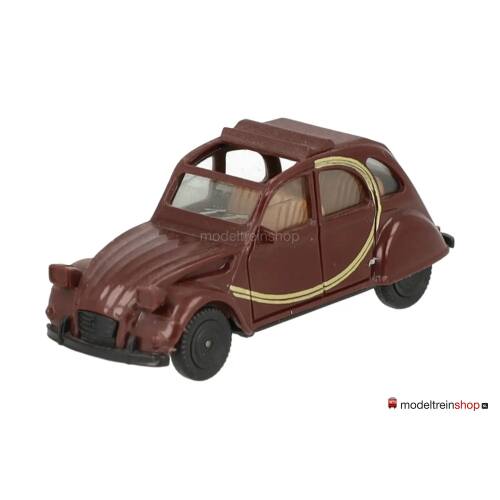 Herpa H0 Citroen 2 CV 6 Bruin / gouden Bies met open dak - Lelijke eend - Modeltreinshop
